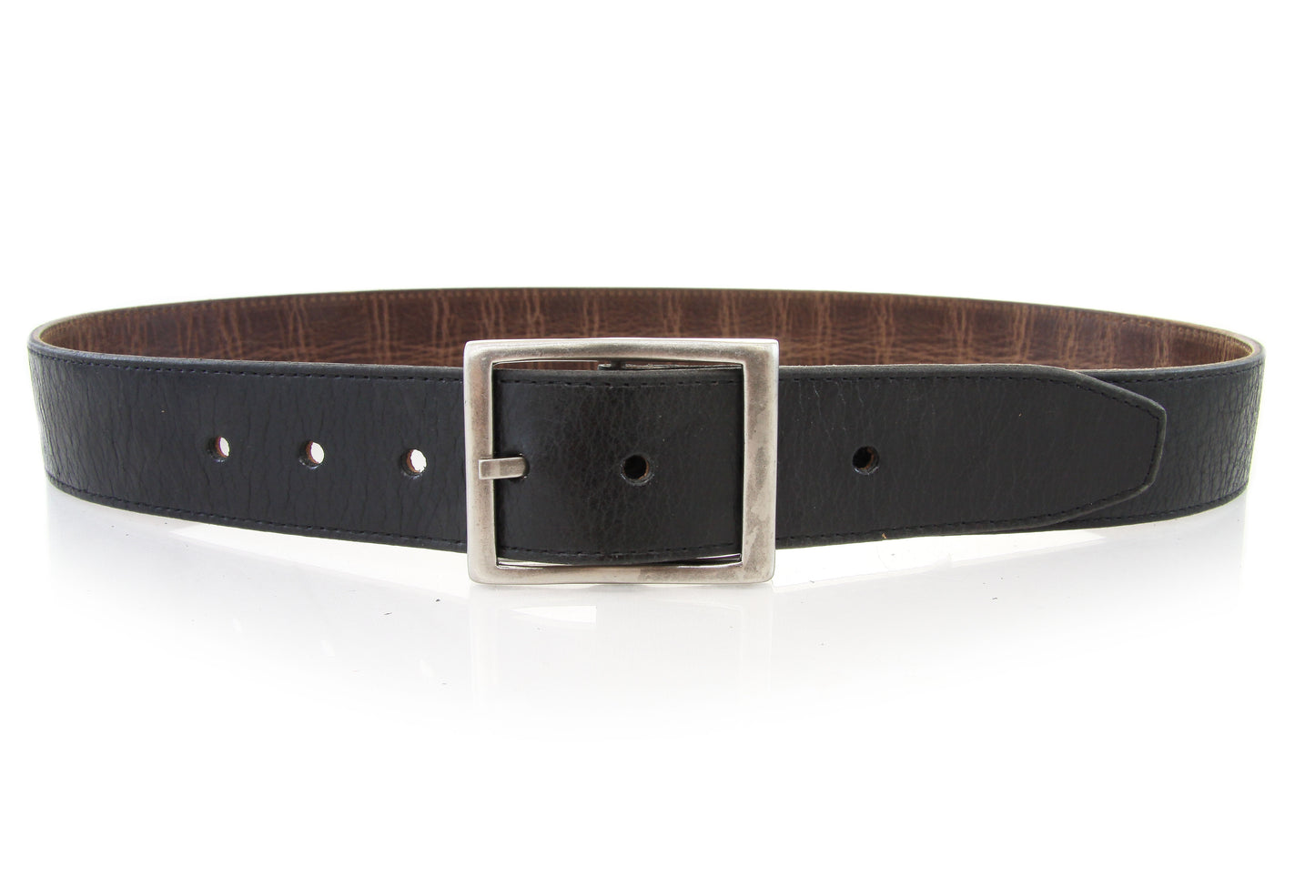 LOOP LEATHER BELT TWO FACE - BLACK TAN