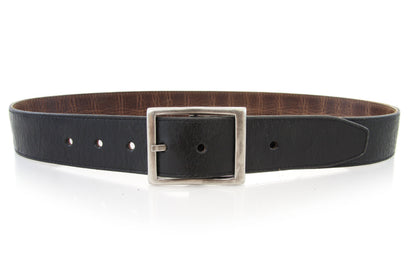 LOOP LEATHER BELT TWO FACE - BLACK TAN
