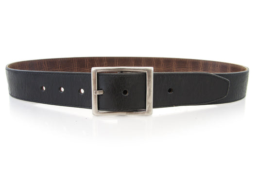 LOOP LEATHER BELT TWO FACE - BLACK TAN