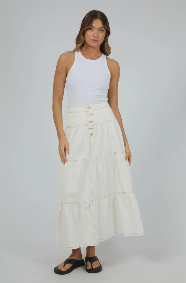 ALL ABOUT EVE COCO DENIM MAXI SKIRT - VINTAGE WHITE - 64D0102.VWHT