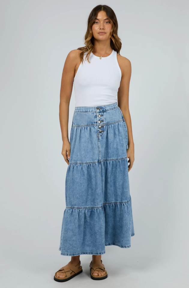 ALL ABOUT EVE COCO DENIM MAXI SKIRT - LIGHT BLUE - 64D0134.LBU