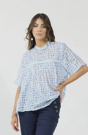 DRAMA THE LABEL CYPRESS BLOUSE - BLUE WATER - 1278