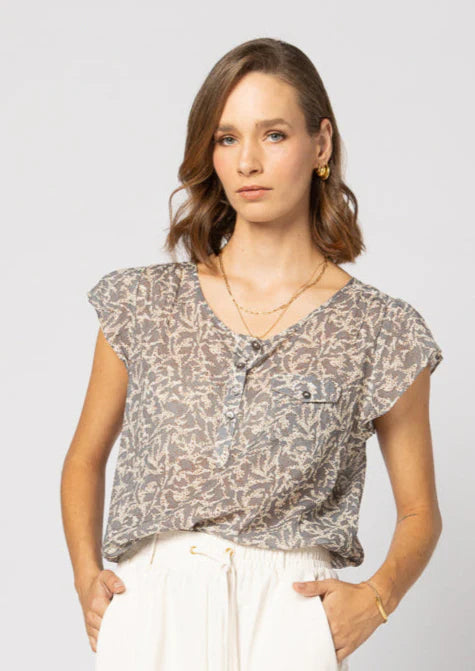 DRAMA THE LABEL TEA TIME TOP - SILVER CLOUD