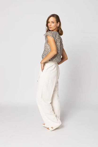 DRAMA THE LABEL TEA TIME TOP - SILVER CLOUD