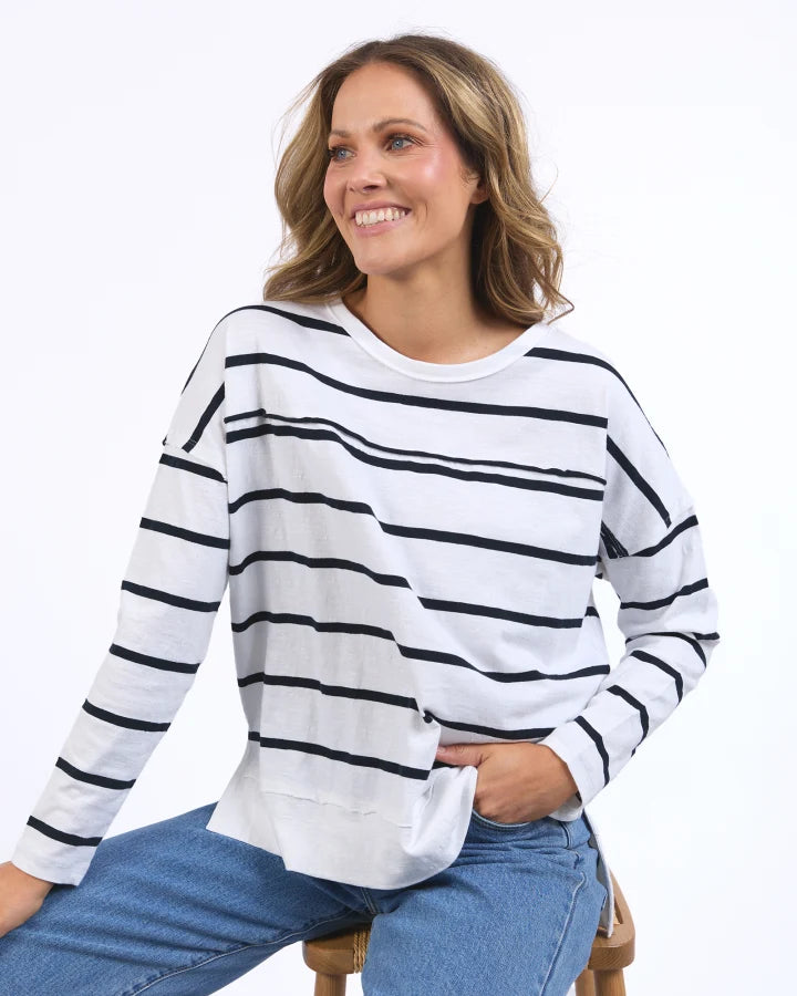 FOXWOOD JAYNE STRIPE  THROW ON TOP - WHITE