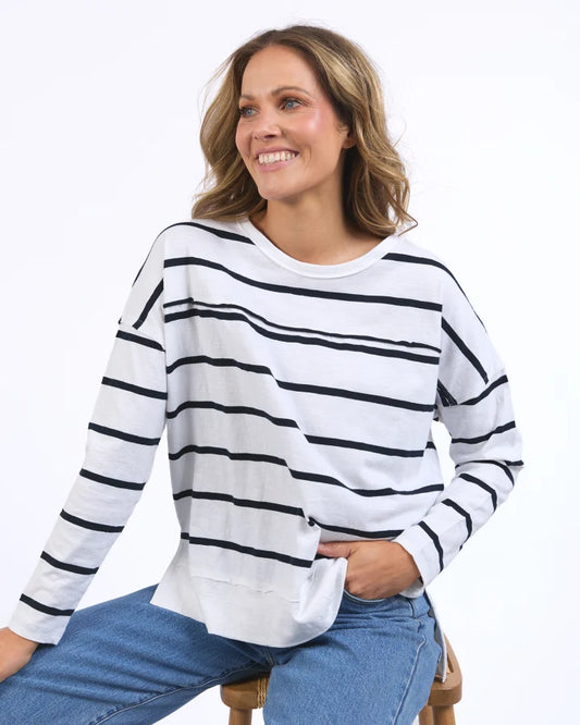 FOXWOOD JAYNE STRIPE  THROW ON TOP - WHITE