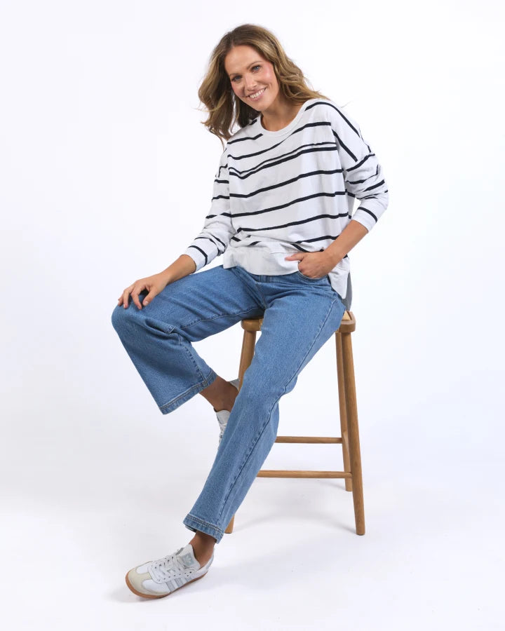 FOXWOOD JAYNE STRIPE THROW ON TOP - WHITE