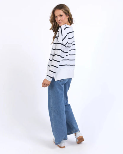 FOXWOOD JAYNE STRIPE THROW ON TOP - WHITE