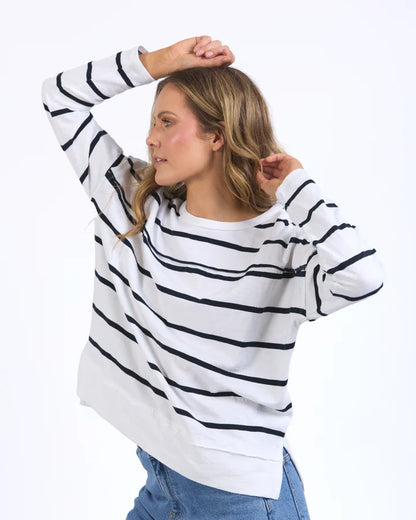 FOXWOOD JAYNE STRIPE THROW ON TOP - WHITE