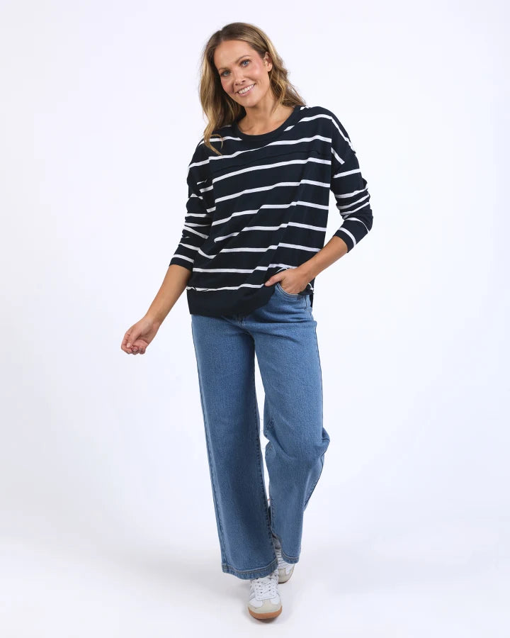 FOXWOOD JAYNE STRIPE THROW ON TOP - NAVY