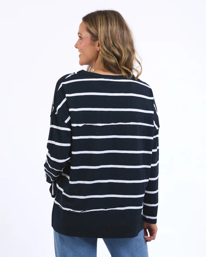 FOXWOOD JAYNE STRIPE THROW ON TOP - NAVY