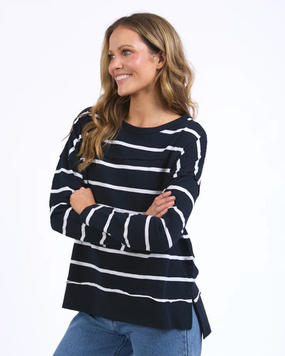 FOXWOOD JAYNE STRIPE THROW ON TOP - NAVY