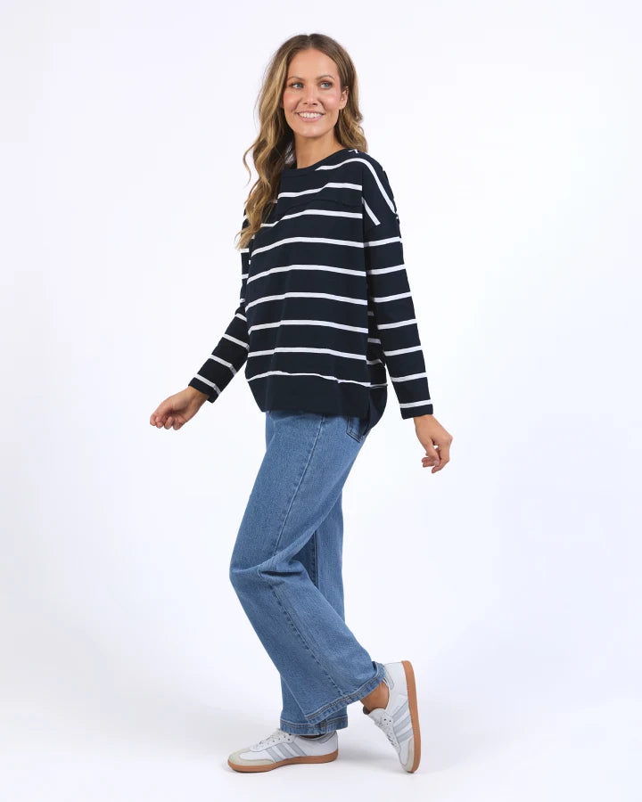 FOXWOOD JAYNE STRIPE THROW ON TOP - NAVY