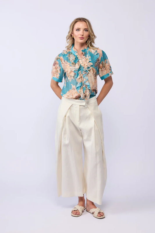 DRAMA THE LABEL WISH BLOUSE - AQUA BLOOM