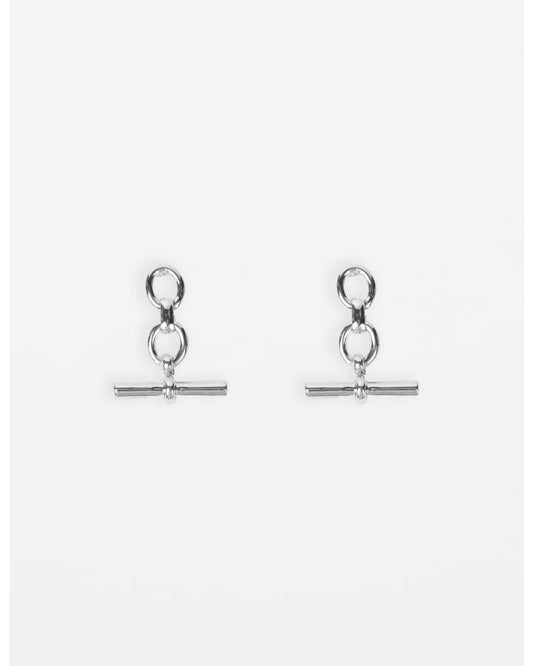 STELLA & GEMMA EARRINGS - CHUNKY FOB - SILVER