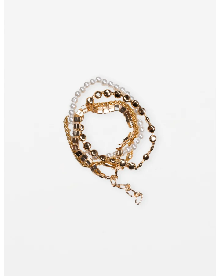 STELLA & GEMMA BRACELET SET OF 4 - GOLD BEADS & PEARLS