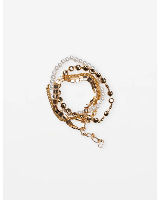 STELLA & GEMMA BRACELET SET OF 4 - GOLD BEADS & PEARLS