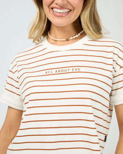 ALL ABOUT EVE AAE WASHED STRIPE TEE - CINNAMON