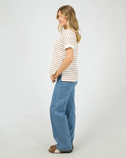 ALL ABOUT EVE AAE WASHED STRIPE TEE - CINNAMON