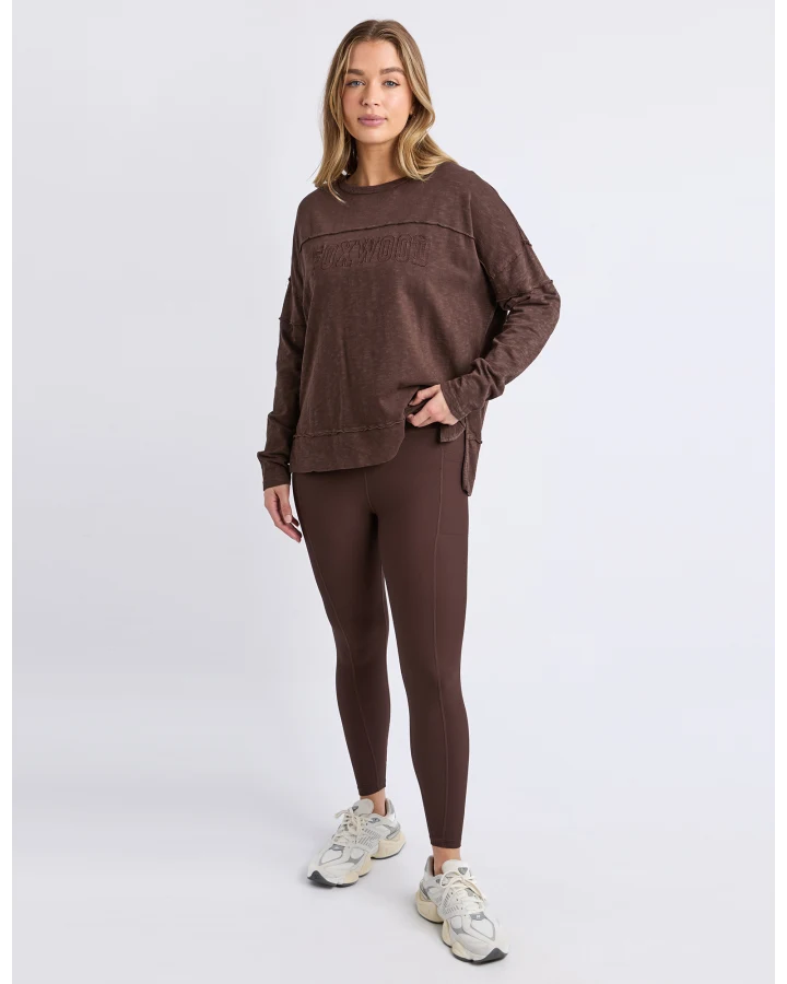 FOXWOOD THROW ON TEE - COFFEE