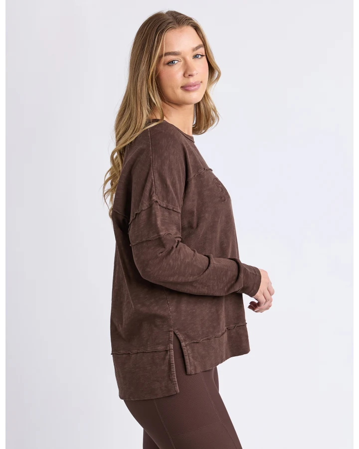 FOXWOOD THROW ON TEE - COFFEE