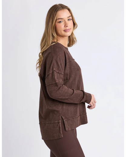 FOXWOOD THROW ON TEE - COFFEE