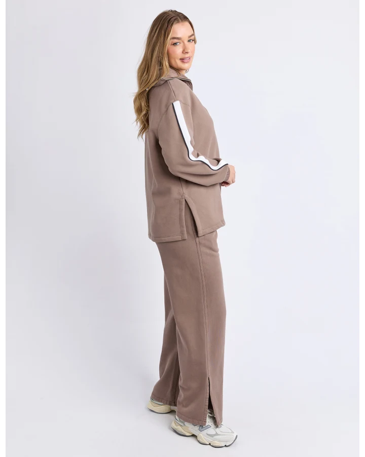 FOXWOOD KNIT COLLAR CREW - BROWN