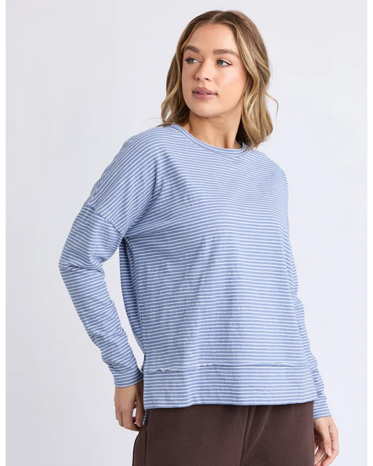 FOXWOOD EDDIE STRIPE TOP - DARK BLUE