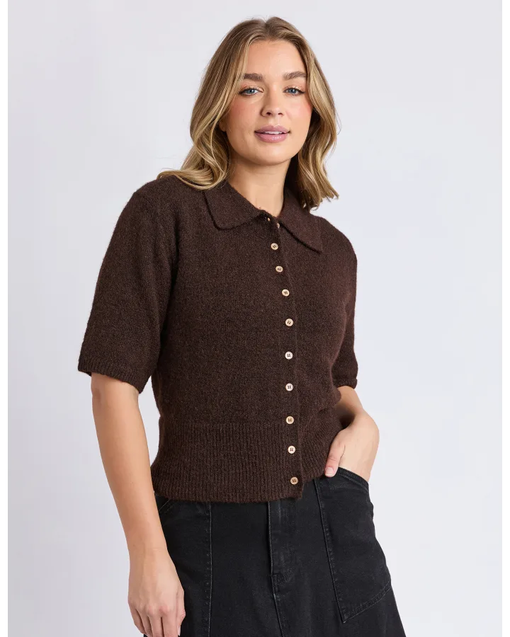 FOXWOOD FERNIE BUTTON KNIT - COFFEE