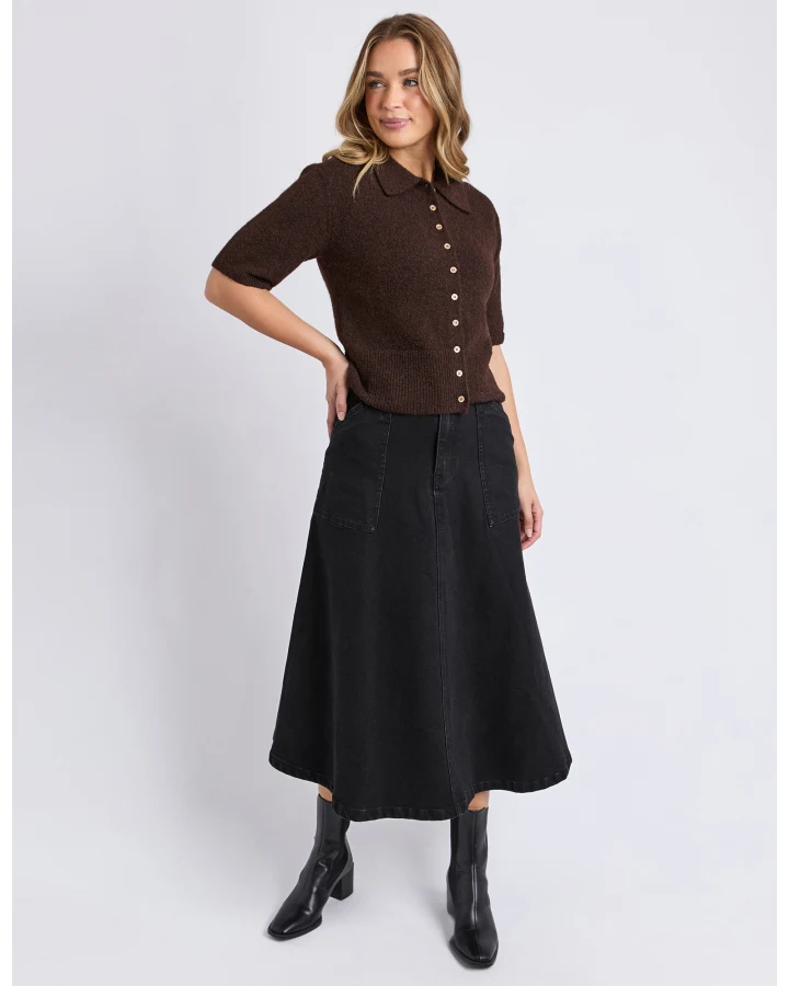 FOXWOOD FERNIE BUTTON KNIT - COFFEE