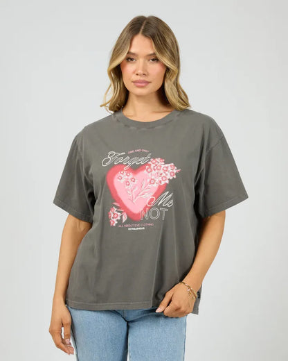 ALL ABOUT EVE FORGET ME NOT BOX TEE - CHARCOAL