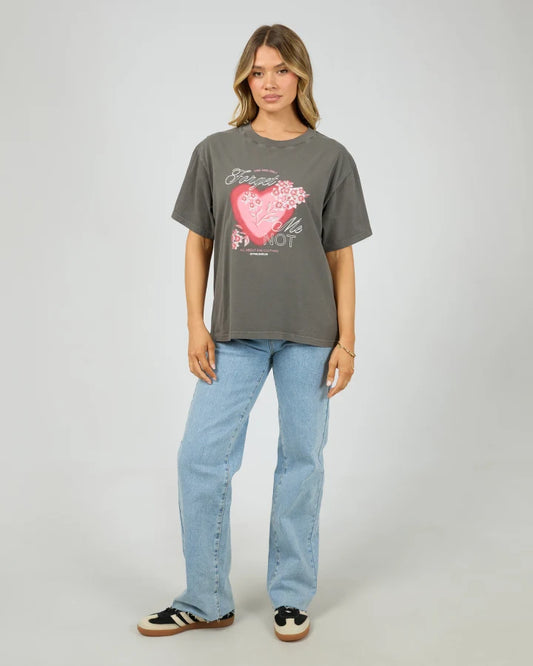 ALL ABOUT EVE FORGET ME NOT BOX TEE - CHARCOAL