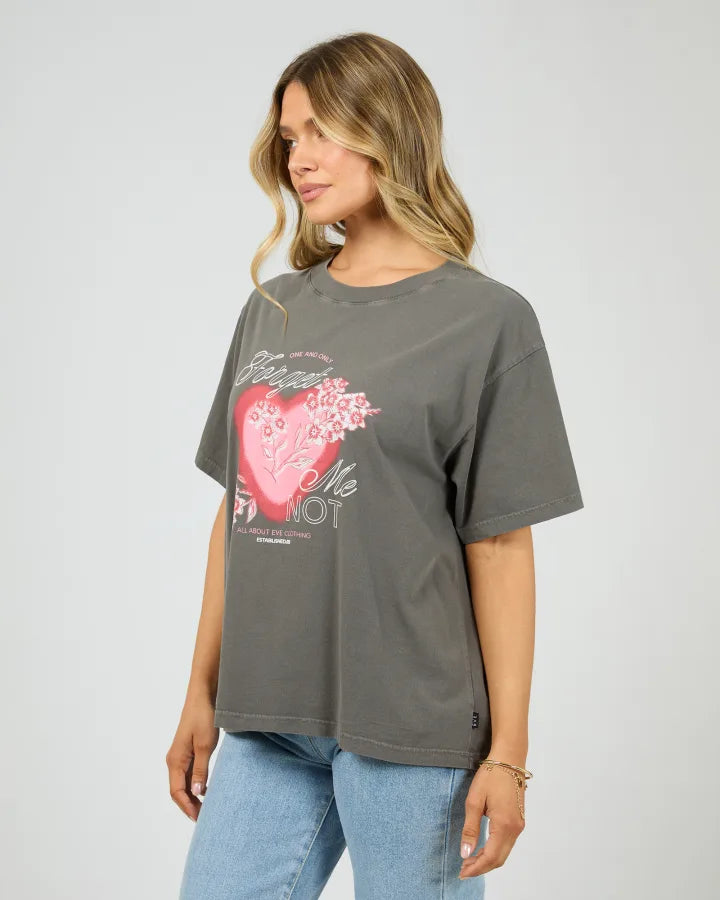 ALL ABOUT EVE FORGET ME NOT BOX TEE - CHARCOAL