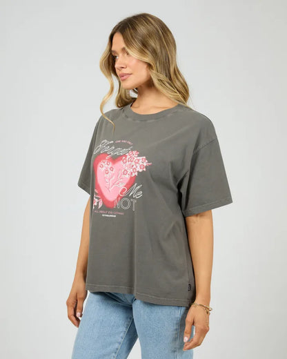 ALL ABOUT EVE FORGET ME NOT BOX TEE - CHARCOAL