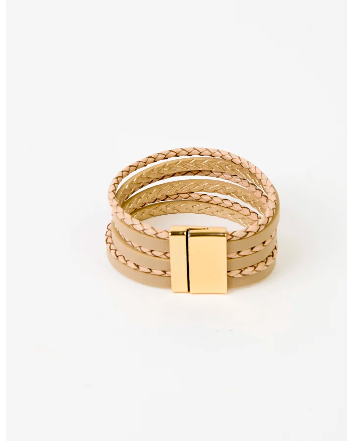 STELLA & GEMMA BRACELET - GOLD & BEIGE PLAITS