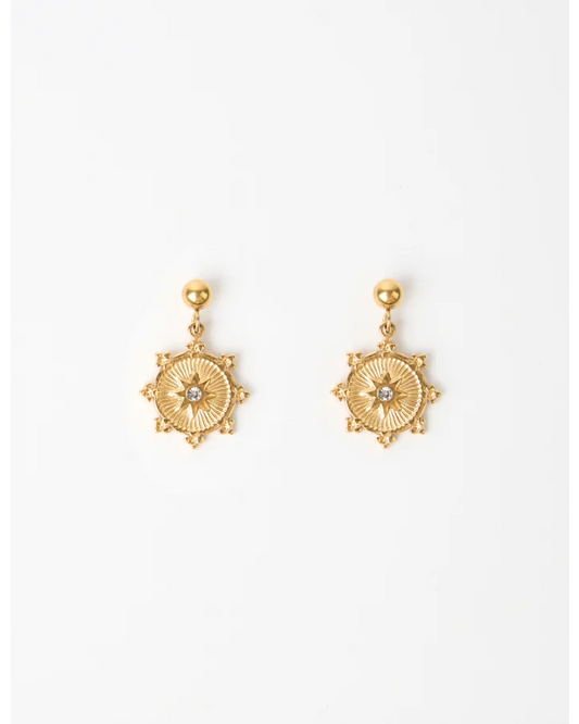 STELLA & GEMMA EARRING - GOLD MEDALLION