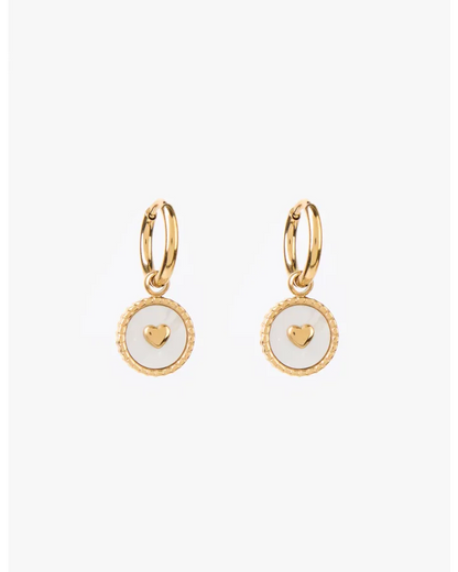 STELLA & GEMMA EARRING - GOLD SHELL MINI HEART