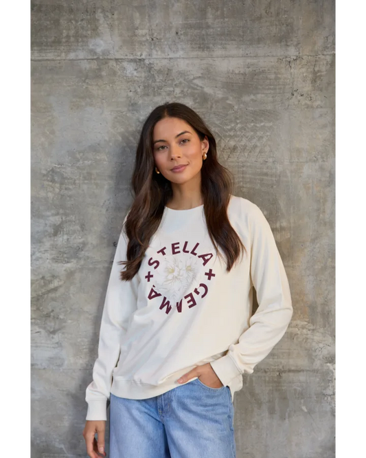 STELLA & GEMMA CLASSIC SWEAT - CREAM BURGANDY