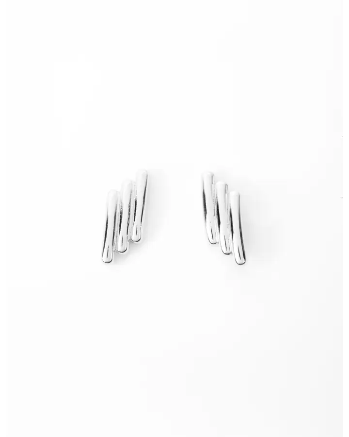 STELLA & GEMMA EARRINGS - SOLID BARS - SILVER