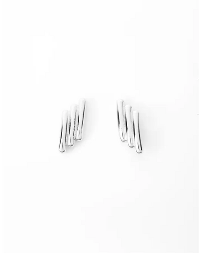 STELLA & GEMMA EARRINGS - SOLID BARS - SILVER