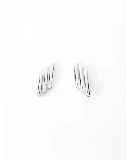 STELLA & GEMMA EARRINGS - SOLID BARS - SILVER