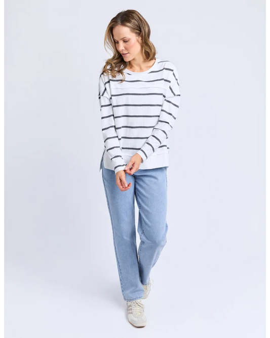 FOXWOOD JAYNE STRIPE THROW ON TOP - CHARCOAL   COMING SOON / PRE-ORDER