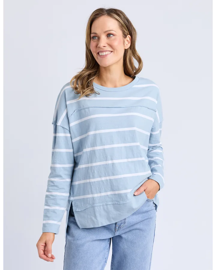 FOXWOOD JAYNE STRIPE THROW ON TOP - SKY BLUE / WHITE STRIPE