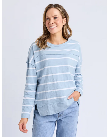 FOXWOOD JAYNE STRIPE THROW ON TOP - SKY BLUE / WHITE STRIPE
