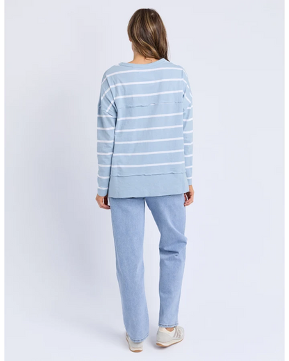 FOXWOOD JAYNE STRIPE THROW ON TOP - SKY BLUE / WHITE STRIPE