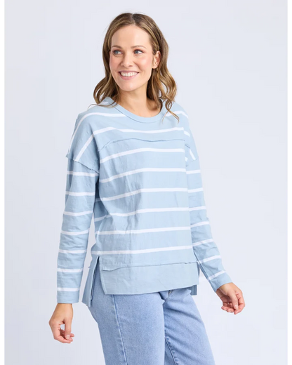 FOXWOOD JAYNE STRIPE THROW ON TOP - SKY BLUE / WHITE STRIPE
