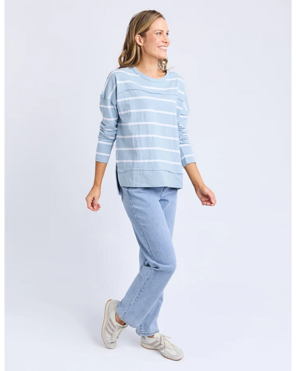 FOXWOOD JAYNE STRIPE THROW ON TOP - SKY BLUE / WHITE STRIPE