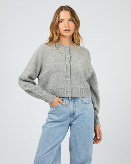 SILENT THEORY LOTUS KNIT CARDIGAN - GREY MARLE