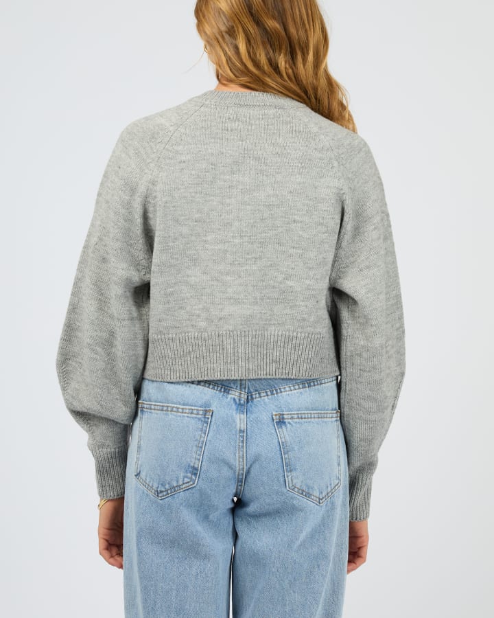 SILENT THEORY LOTUS KNIT CARDIGAN - GREY MARLE