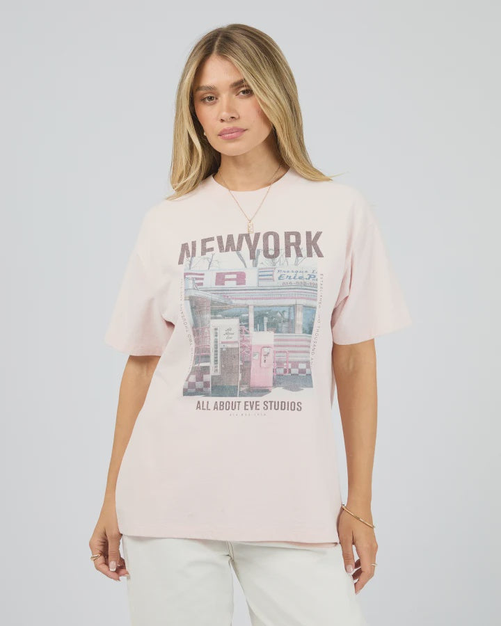 ALL ABOUT EVE NEW YORK DINER RELAXED TEE - PALE PINK